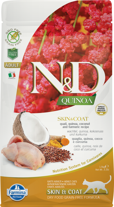 Farmina N&D Quinoa Functional Grain Free Cat Dry Food Skin & Coat Quail