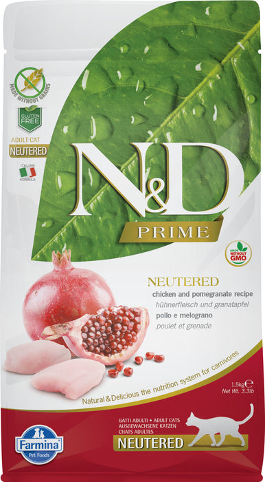 Farmina N&D Prime Grain Free Cat Dry Food Chicken & Pomegranate Neutered