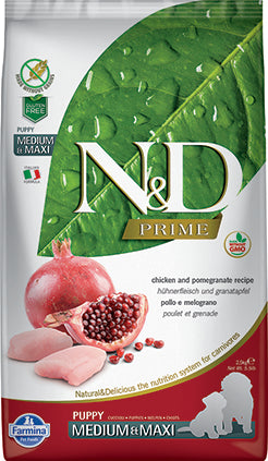 Farmina N&D Prime Grain Free Dog Dry Food Chicken & Pomegranate Puppy Med/Maxi