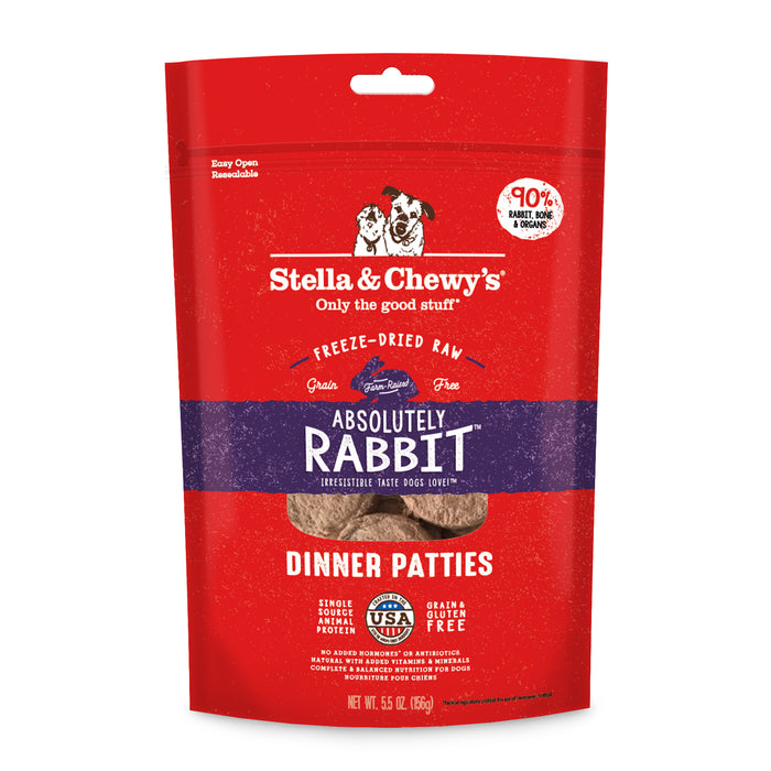 Stella & Chewy's Dog Freeze Dried Food Dinner Patties Absolutely Rabbit