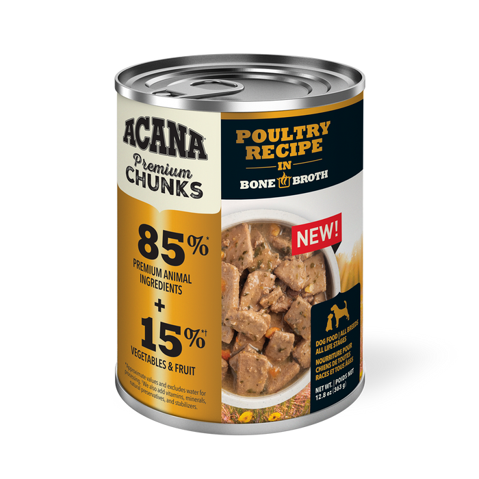 Acana Grain Free Dog Can Food Premium Chunks Poultry Recipe
