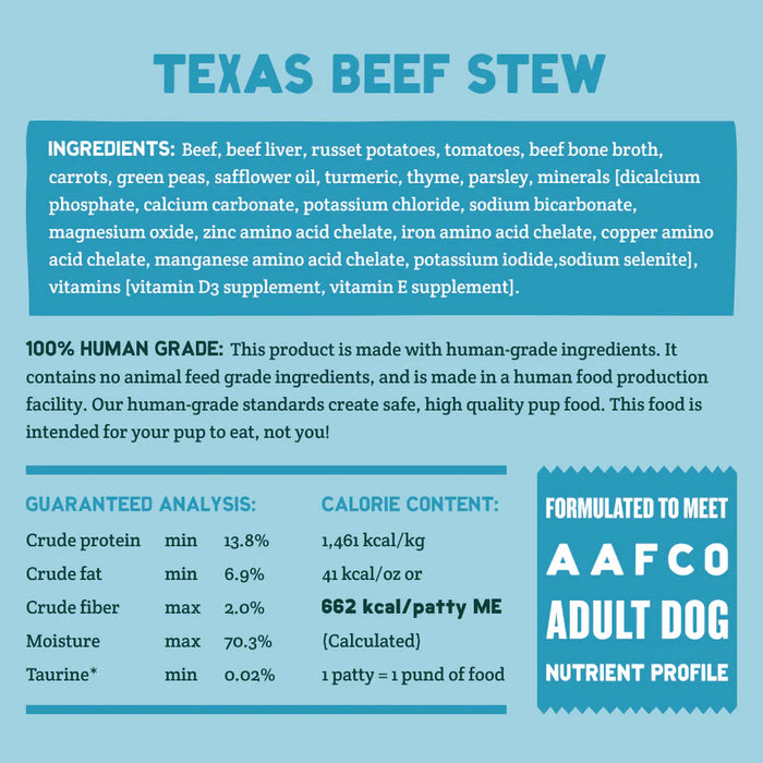 A Pup Above Dog Frozen Gently Cooked Food Texas Beef Stew