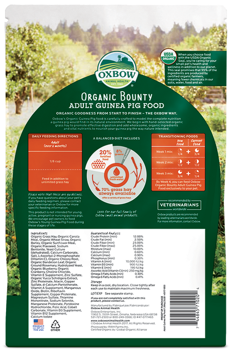 Oxbow Organic Bounty Adult Guinea Pig Food, 3lb