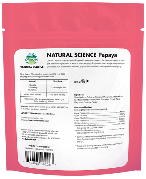 Oxbow Natural Science Small Animal Supplements Papaya, 1.16oz