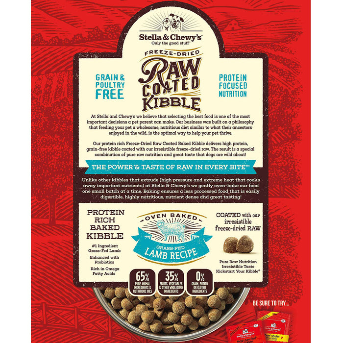 Stella & Chewy's Raw Coated Grain Free Dog Dry Food Grass-Fed Lamb