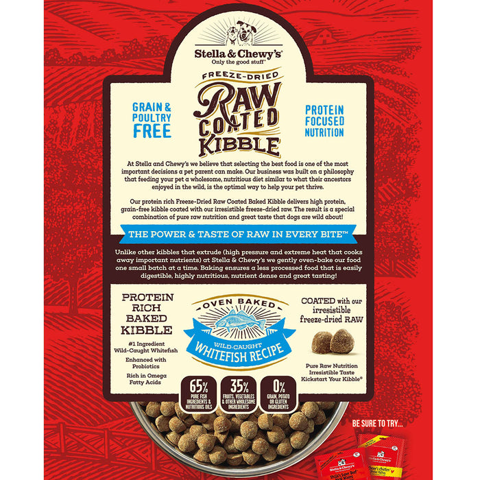 Stella & Chewy's Raw Coated Grain Free Dog Dry Food Wild-Caught Whitefish