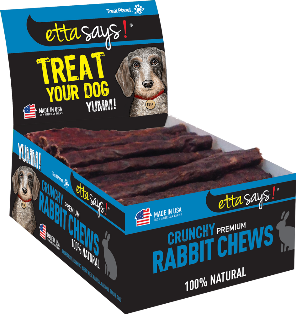 Etta Says Dog Crunchy Jerky Chew Rabbit, 4" 36ct box