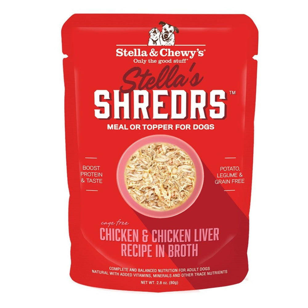 Stella & Chewy's Shredrs Pouch Dog Food Chicken & Chicken Liver Dinner in Broth