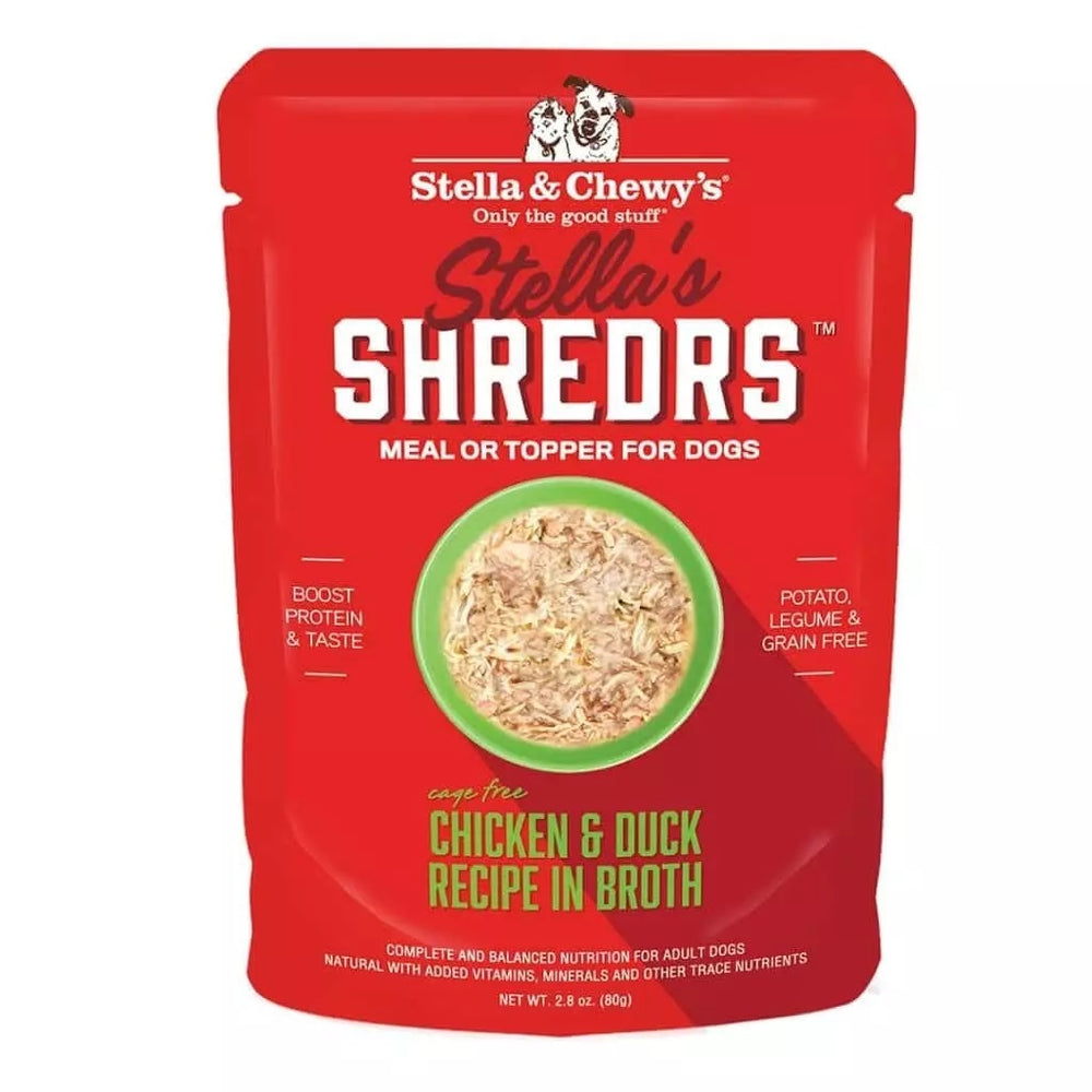 Stella & Chewy's Shredrs Pouch Dog Food Chicken & Duck Dinner in Broth