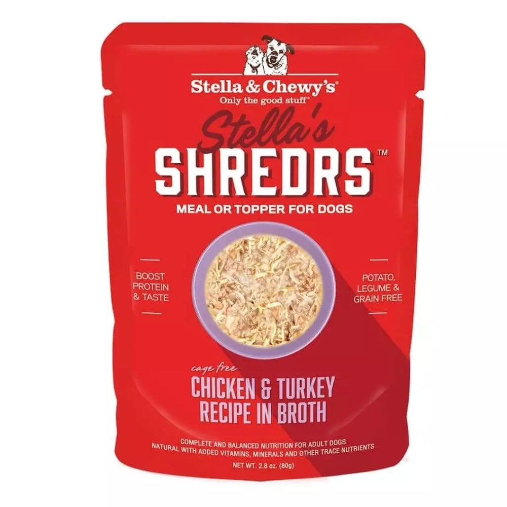 Stella & Chewy's Shredrs Pouch Dog Food Chicken & Turkey Dinner in Broth