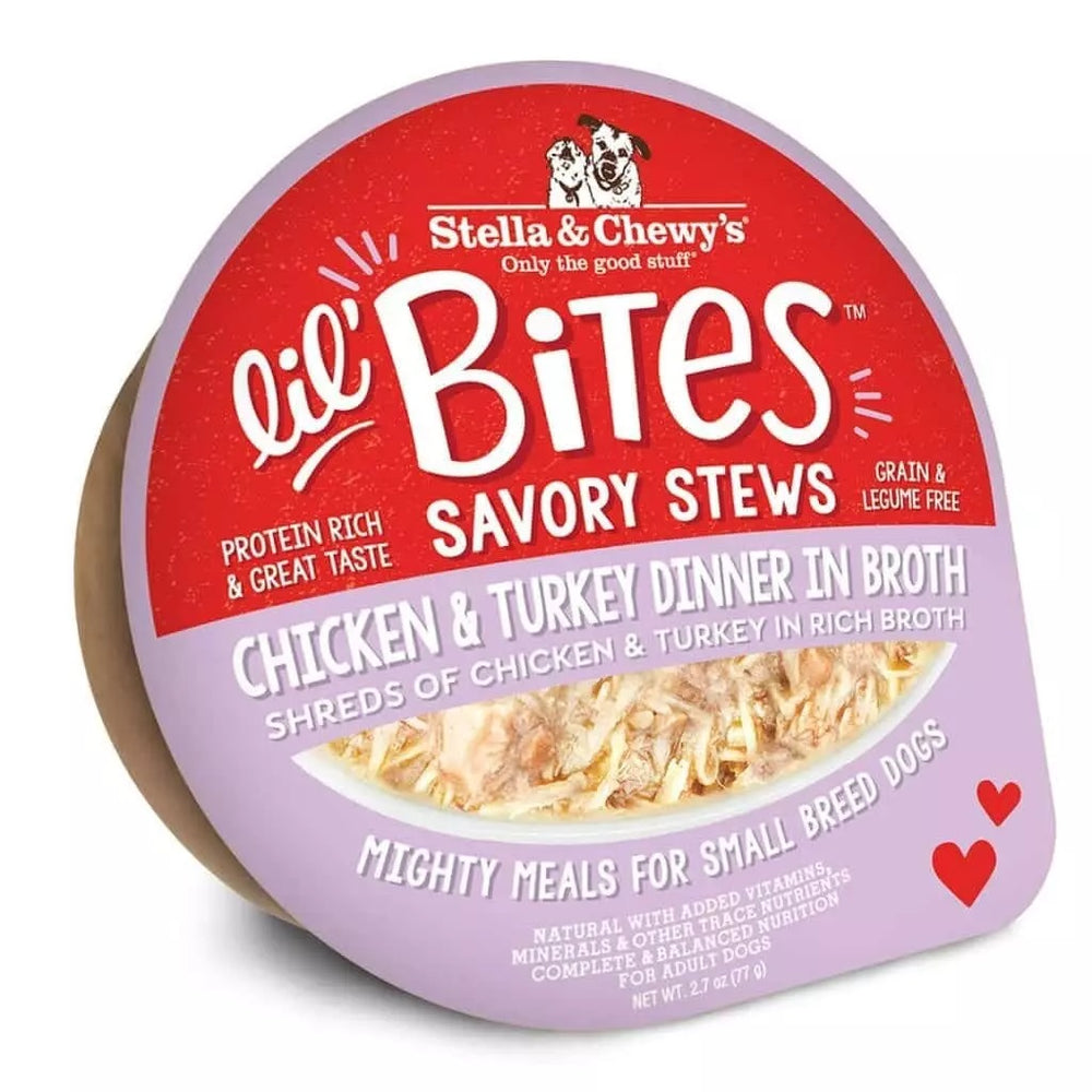 Stella & Chewy's Dog Lil Bites Savory Stews Wet Food Chicken & Turkey Dinner in Broth