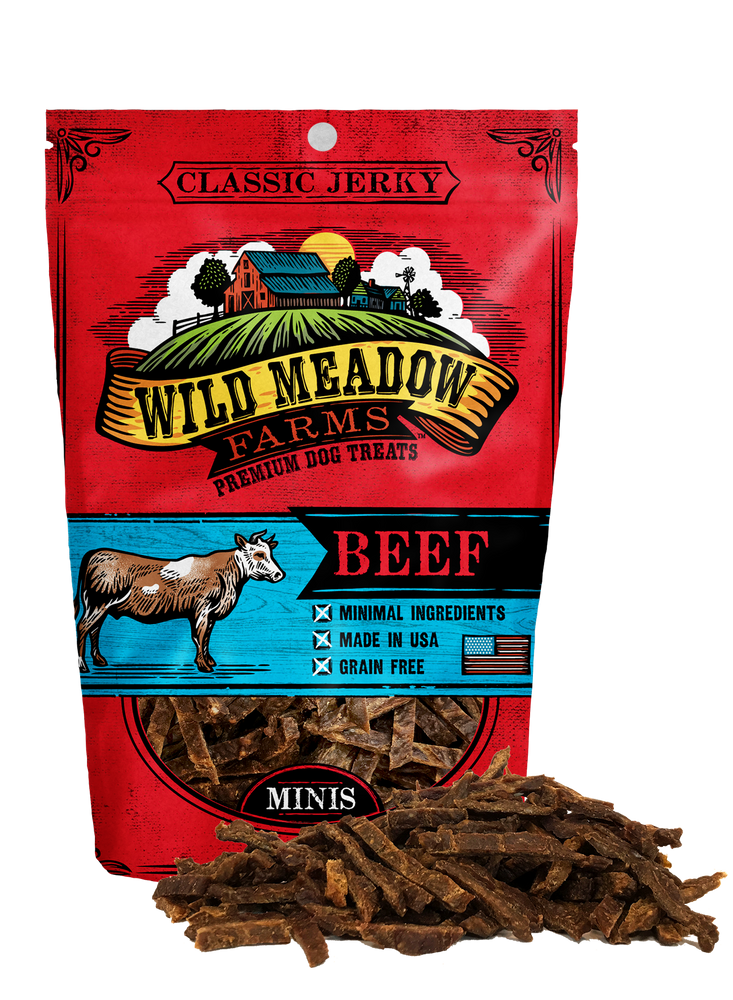 Wild Meadow Farms Dog Jerky Treats Beef Minis, 4oz