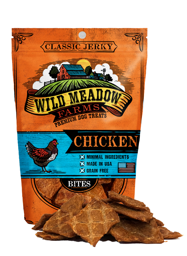 Wild Meadow Farms Dog Jerky Treats Chicken Bites, 4oz