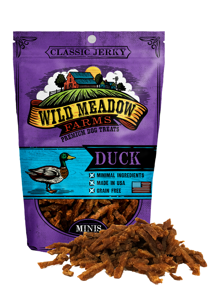 Wild Meadow Farms Dog Jerky Treats Duck Minis, 4oz