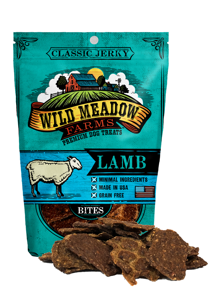 Wild Meadow Farms Dog Jerky Treats Lamb Bites, 4oz