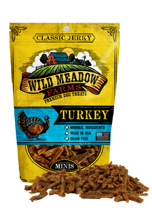 Wild Meadow Farms Dog Jerky Treats Turkey Minis, 4oz