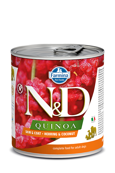 Farmina N&D Quinoa Functional Grain Free Dog Can Food Skin & Coat Herring & Coconut Med/Maxi