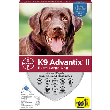K9 Advantix II Topical Flea & Tick Treatment, XLarge Dog (55lb&up), 6pk