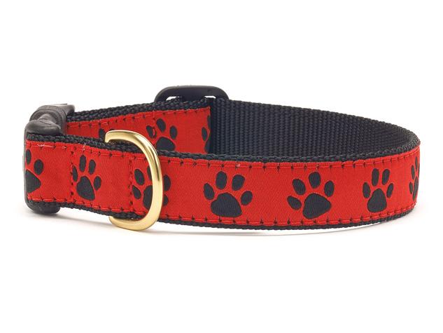 Up Country Dog Collar Red Black Paw