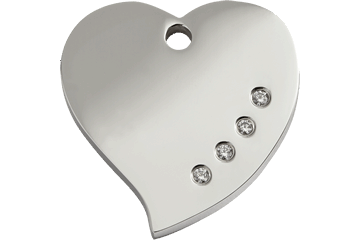 Red Dingo Diamante Pet ID Tag Heart (8HT), Large