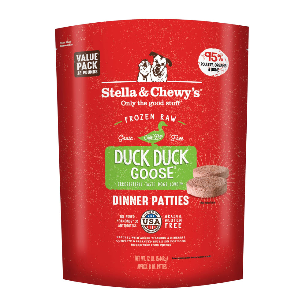 Stella & Chewy's Dog Frozen Raw Food Patties Duck, Duck, Goose
