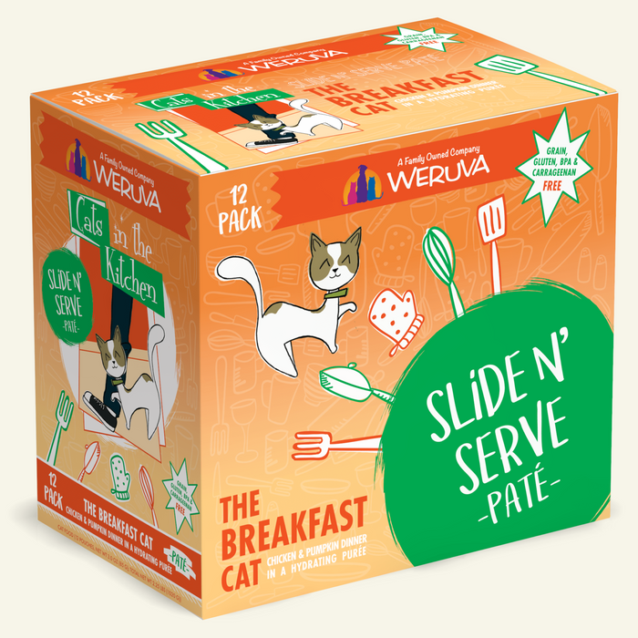 Weruva Cats in the Kitchen Slide N' Serve Pate Grain Free Wet Food The Breakfast Cat Chicken & Pumpkin