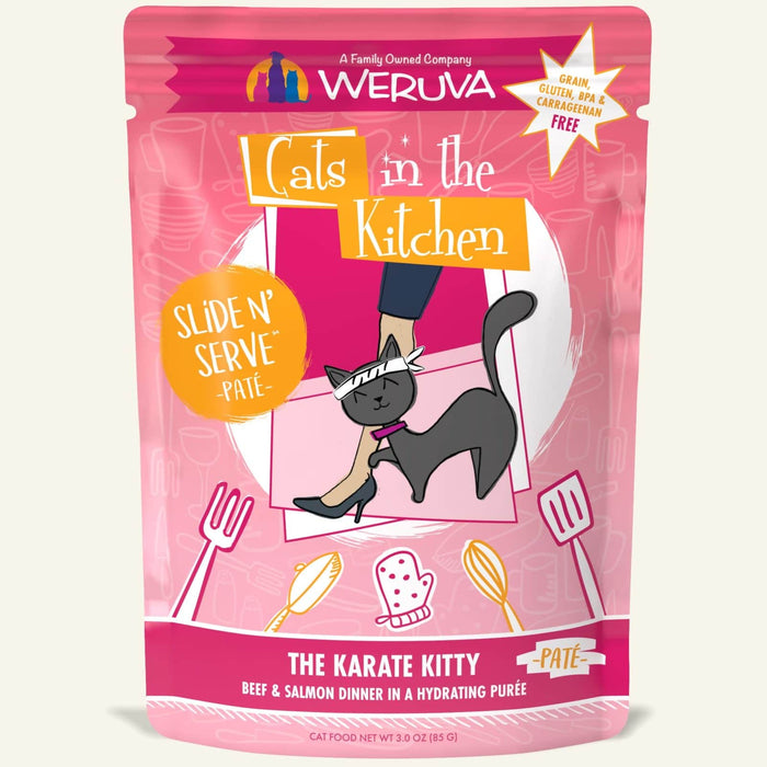 Weruva Cats in the Kitchen Slide N' Serve Pate Grain Free Wet Food Karate Kitty Beef & Salmon