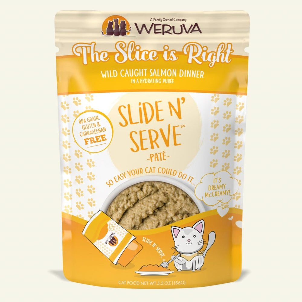 Weruva Slide N Serve Pate Grain Free Cat Wet Food Slice is Right Wild Caught Salmon Pouch